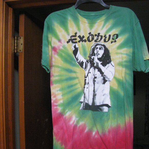 1977 BOB MARLEY EUROPEAN TOUR EXODUS T SHIRT MENS MEDIUM DATES LOCATIONS TIE DYE - Picture 5 of 9